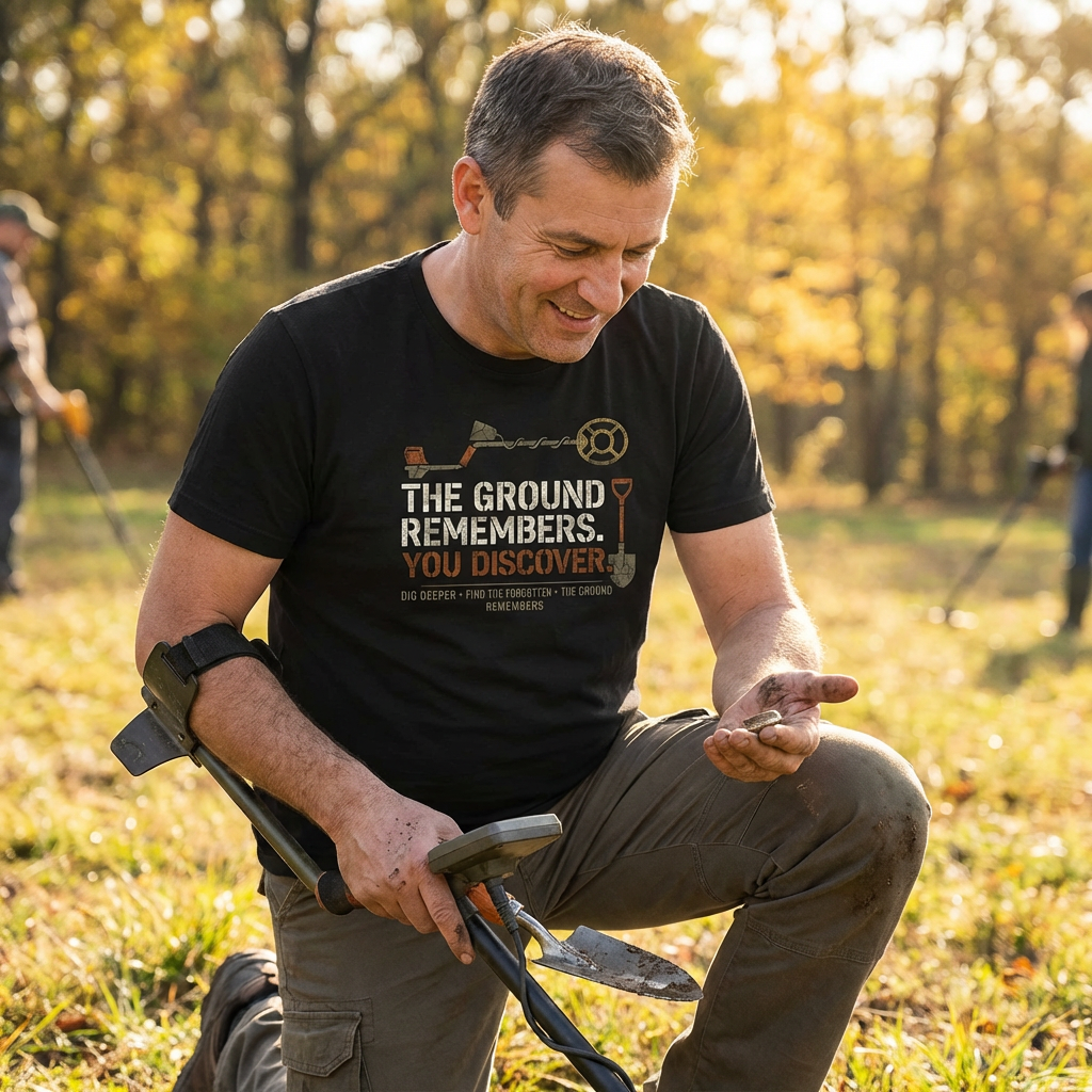 "The Ground Remembers" Metal Detecting T-Shirt – Treasure Hunter & Relic Seeker Graphic Tee