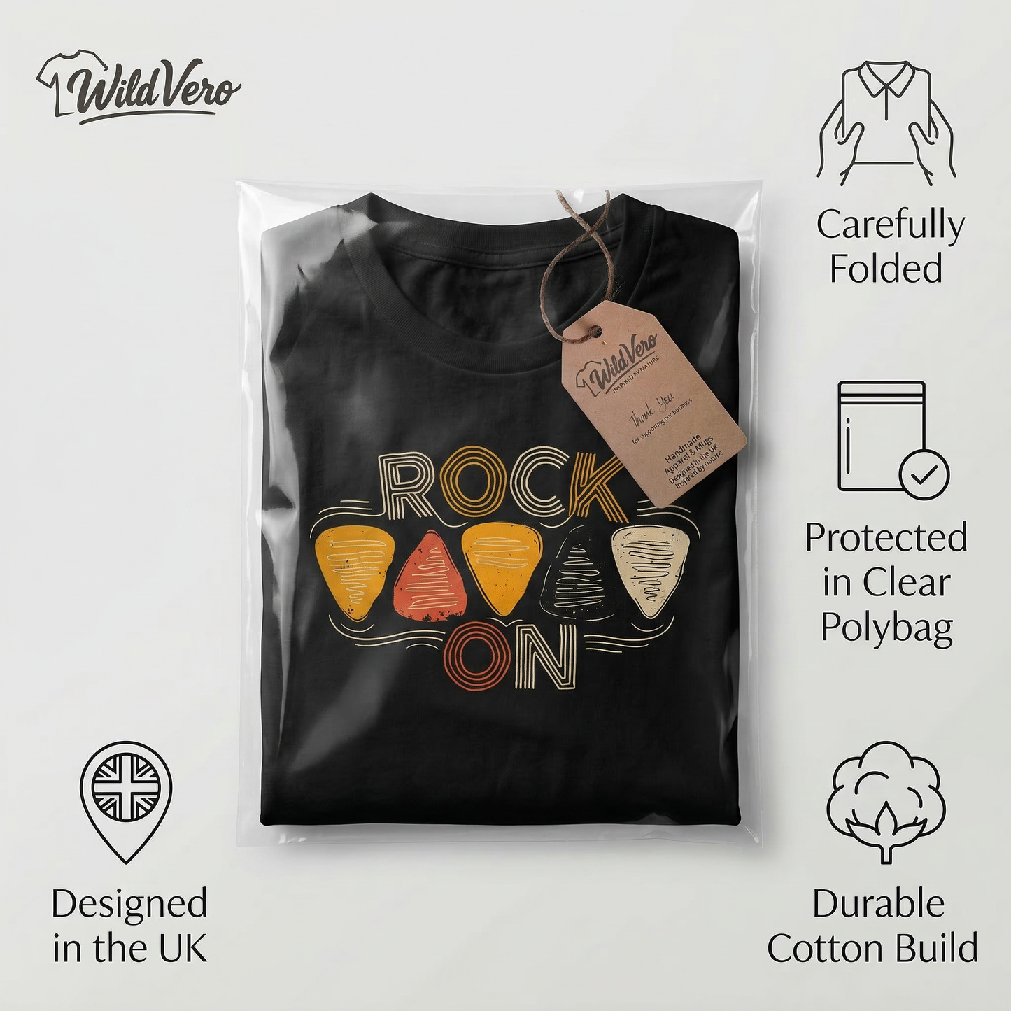 Rock On T-Shirt – Guitar Pick Graphic Unisex Tee, Music Lover Rock Shirt