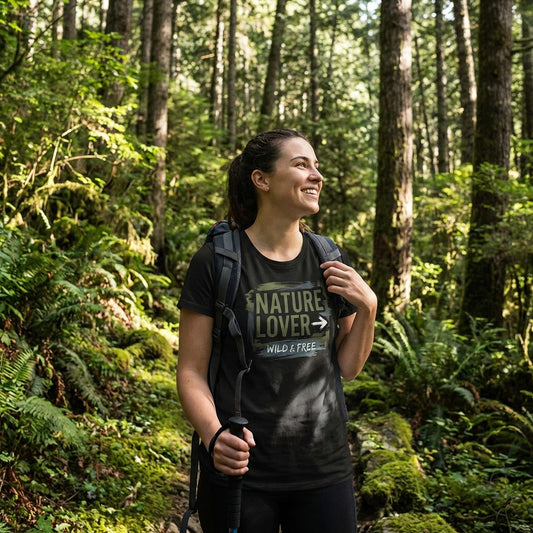 "Nature Lover: Wild & Free" T-Shirt – Grunge Outdoor & Hiking Graphic Tee