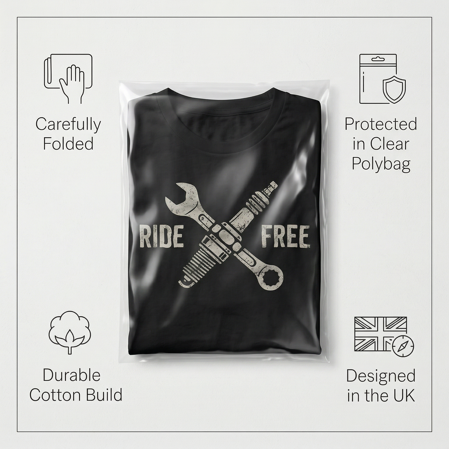 Ride Free T-Shirt – Biker Mechanic Graphic Tee, Motorcycle Garage Unisex Shirt