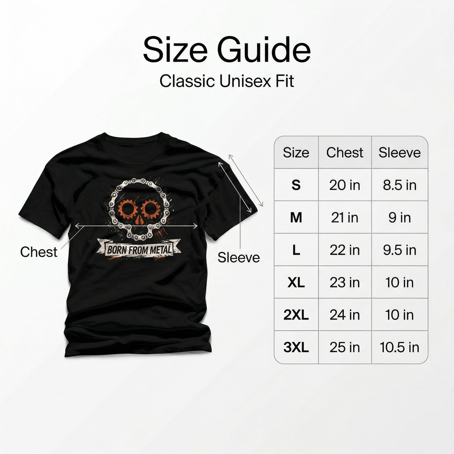 Cycling Skull T-Shirt | Born From Metal Bike Chain Tee