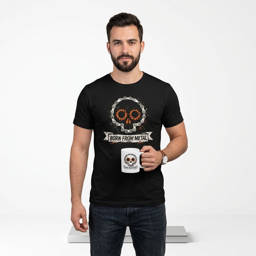 Born From Metal Gift Set – T-Shirt and 11oz Mug, DTF Tee + Sublimation Mug