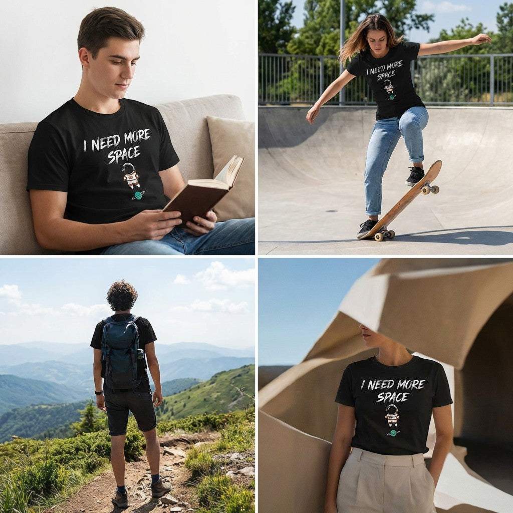 "I Need More Space" Astronaut T-Shirt – Funny Introvert & Sci-Fi Graphic Tee