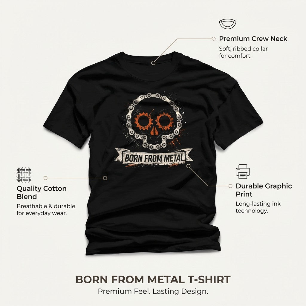 Cycling Skull T-Shirt | Born From Metal Bike Chain Tee