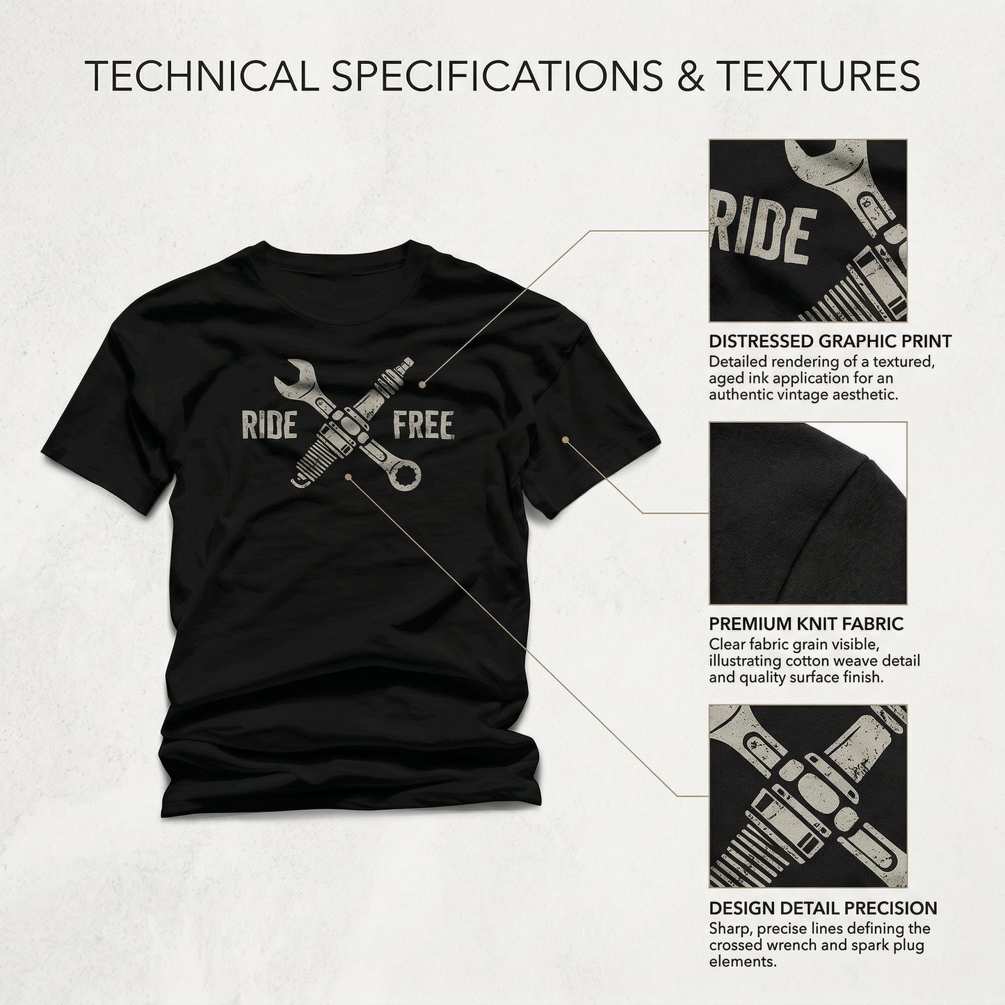 Ride Free T-Shirt – Biker Mechanic Graphic Tee, Motorcycle Garage Unisex Shirt