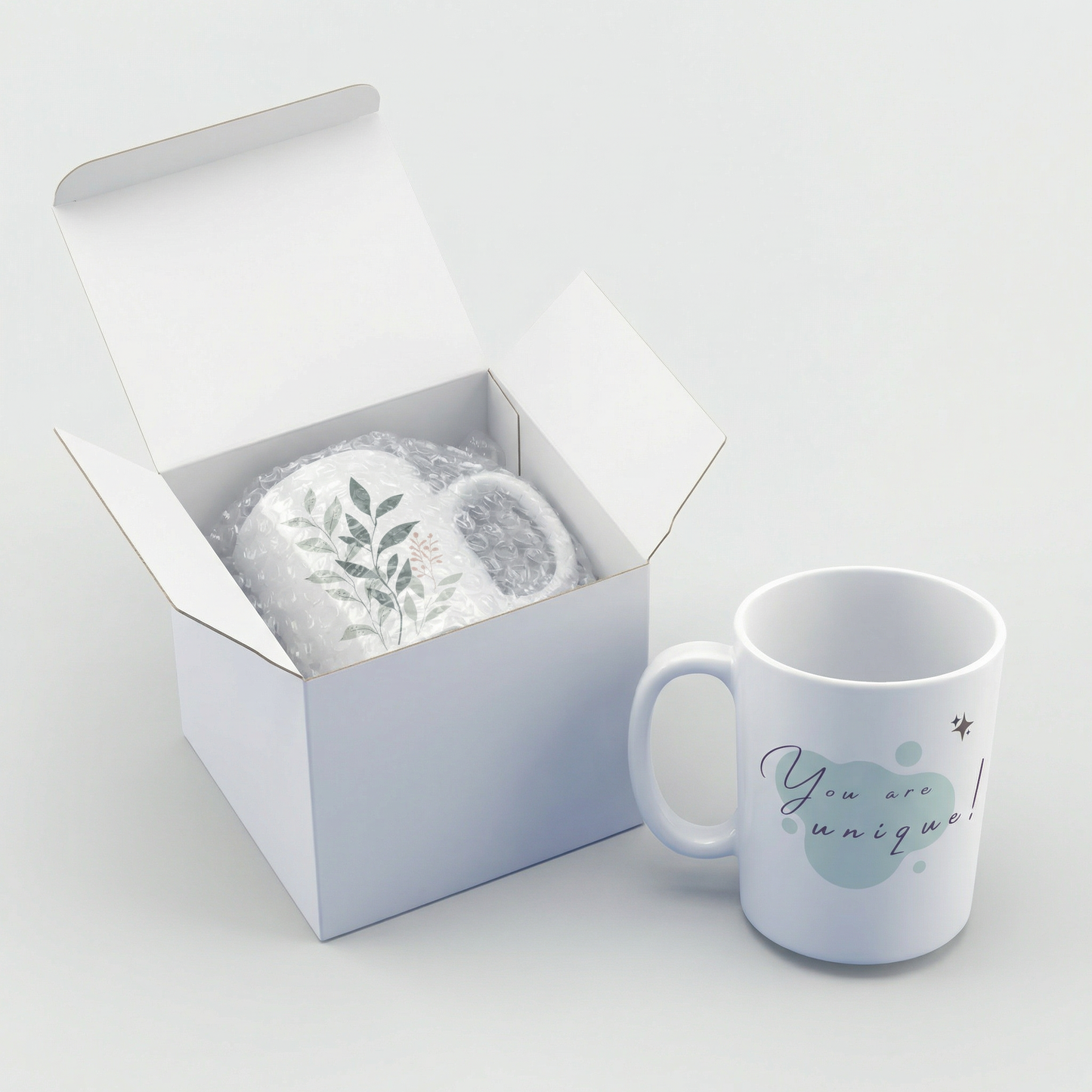 You Are Unique Mug – 11oz Sublimation Ceramic Mug, Inspirational Botanical Coffee Cup