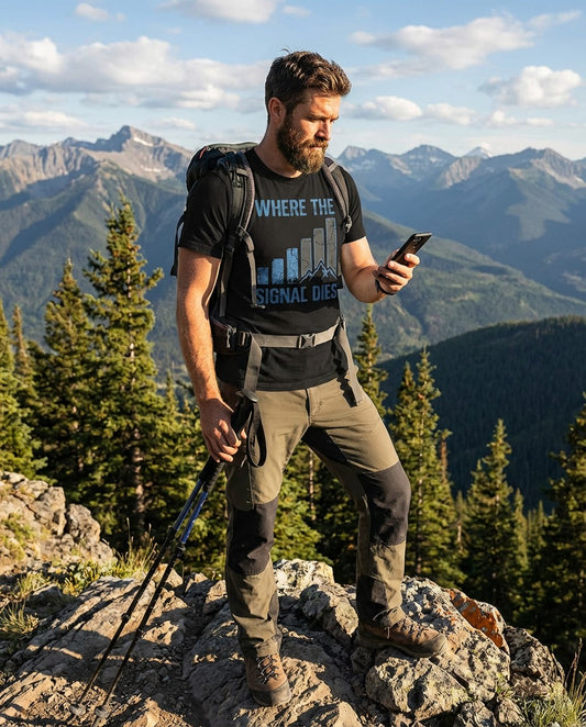 WildVero™ "Where The Signal Dies" T-Shirt | Off-Grid Hiking & Digital Detox Tee