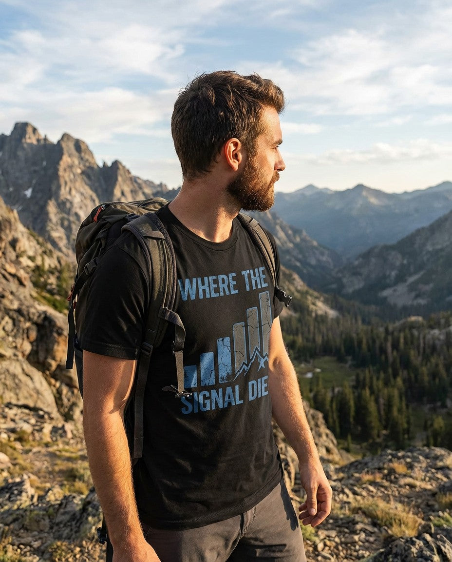 WildVero™ "Where The Signal Dies" T-Shirt | Off-Grid Hiking & Digital Detox Tee