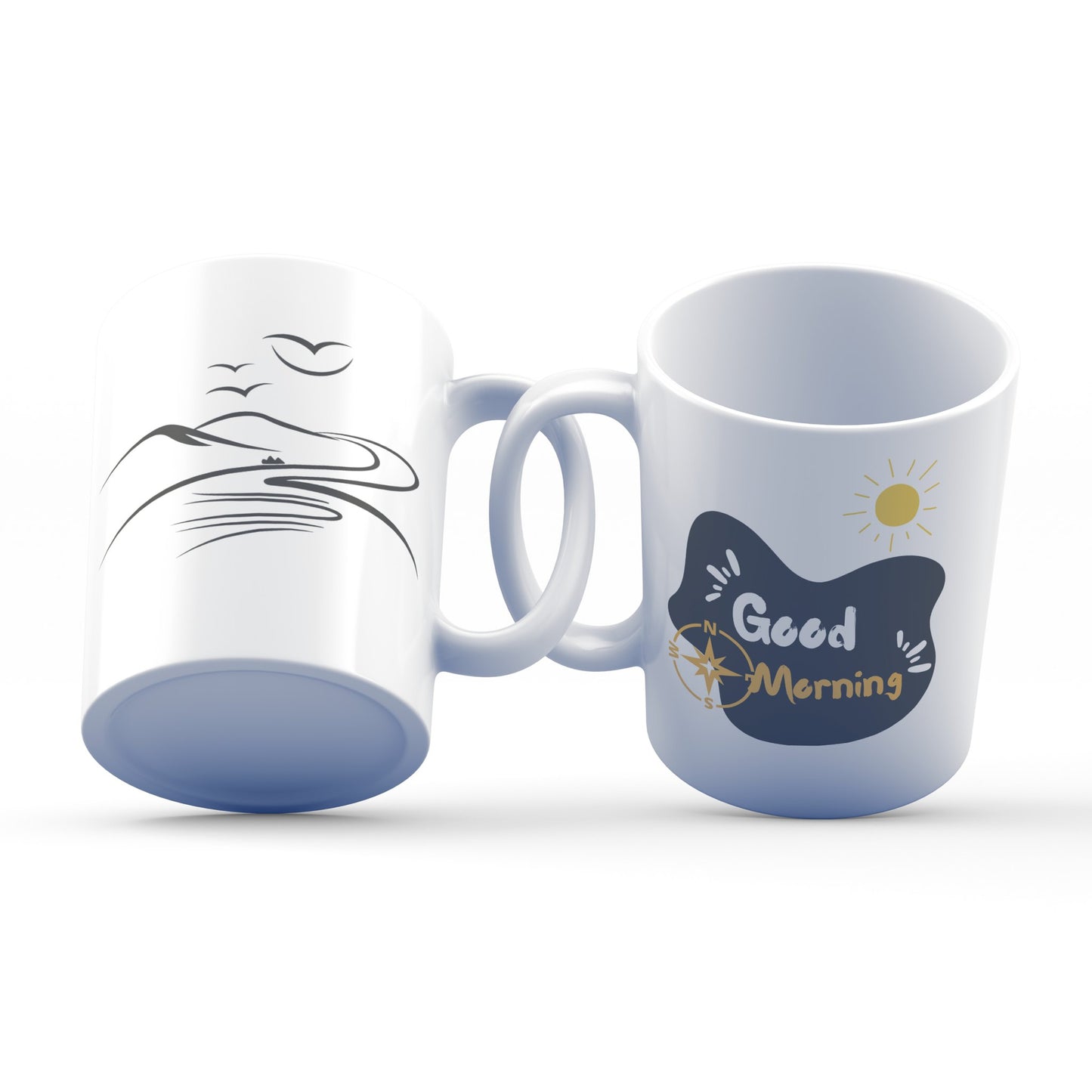 Good Morning Landscape Mug 11oz – Minimalist Ceramic Coffee Mug, Nature Inspired Sublimation Cup