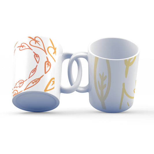 Abstract Botanical Mug – 11oz Sublimation Ceramic Mug, Minimal Leaf Coffee Cup