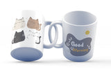 Cute Cat Good Morning Mug 11oz – Minimalist Ceramic Coffee Mug, Sublimation Cat Lover Cup