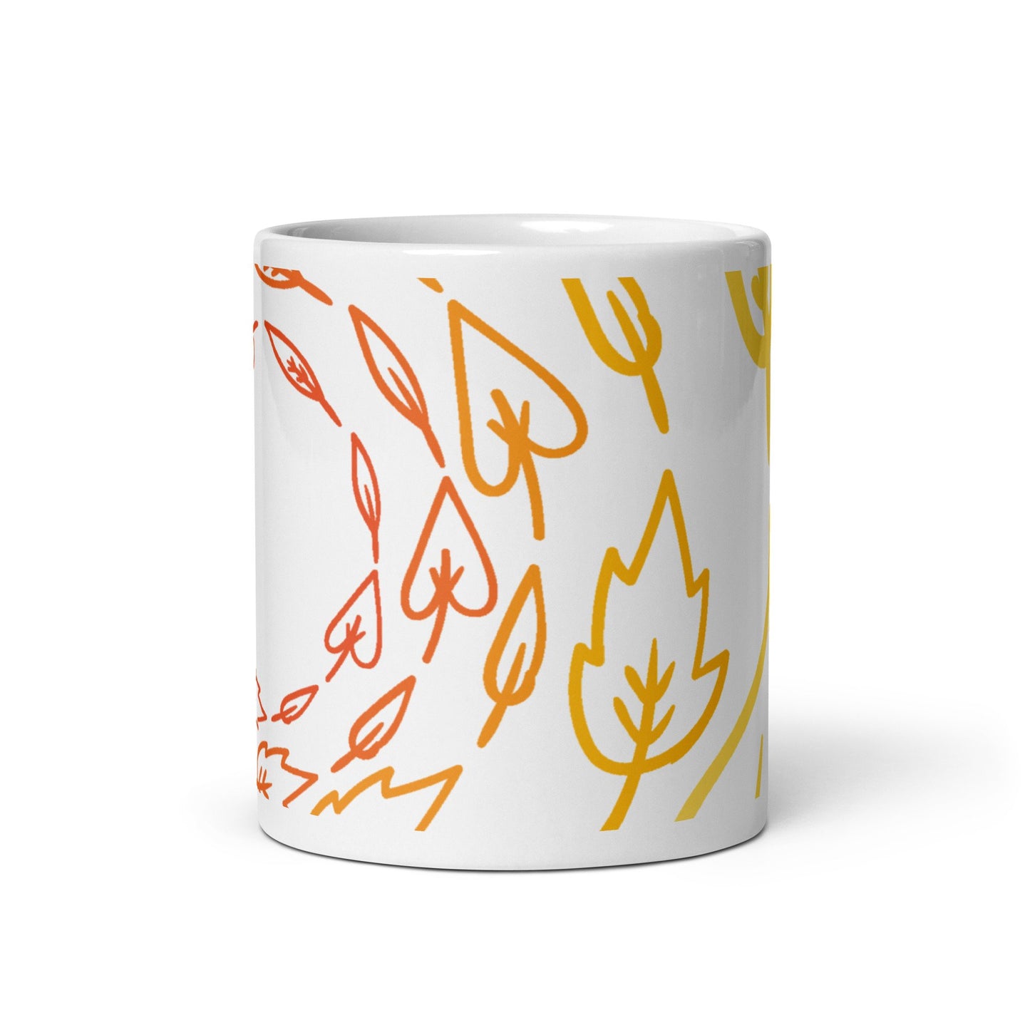 Abstract Botanical Mug – 11oz Sublimation Ceramic Mug, Minimal Leaf Coffee Cup