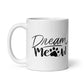 Dream Meow Cat Mug 11oz – Sleeping Kittens Coffee Cup with Minimalist Design & Paw Print Typography
