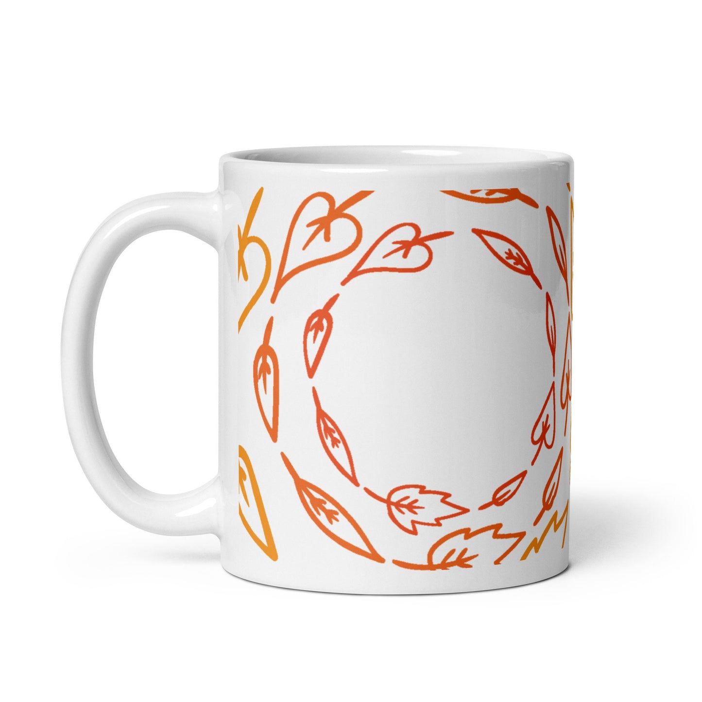 Abstract Botanical Mug – 11oz Sublimation Ceramic Mug, Minimal Leaf Coffee Cup