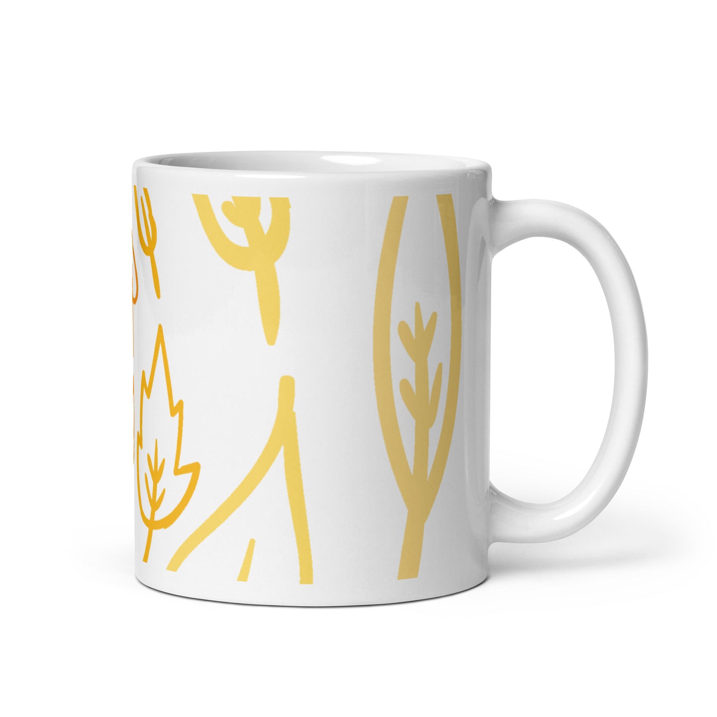 Abstract Botanical Mug – 11oz Sublimation Ceramic Mug, Minimal Leaf Coffee Cup